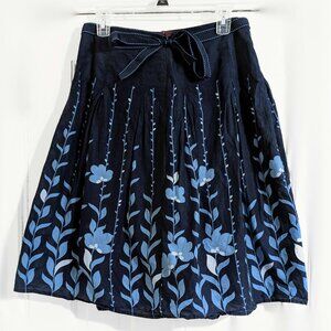 blue pleated floral midi skirt from apt. 9 size 10